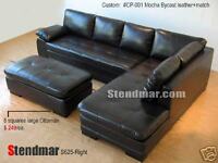 NEW MODERN BLACK LEATHER SECTIONAL SOFA CHAISE S625BK