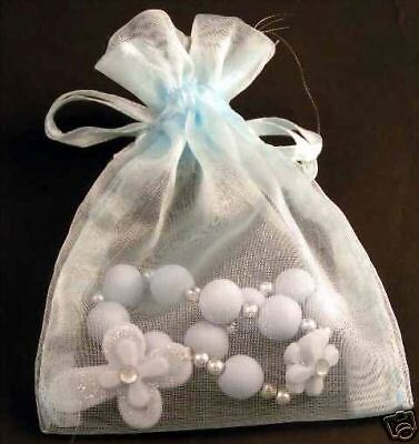 10 Blue Italian Mini Rosary Communion Party Favors  