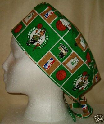 SURGICAL SCRUB HAT CAP MADE W BOSTON CELTICS NBA FABRIC  