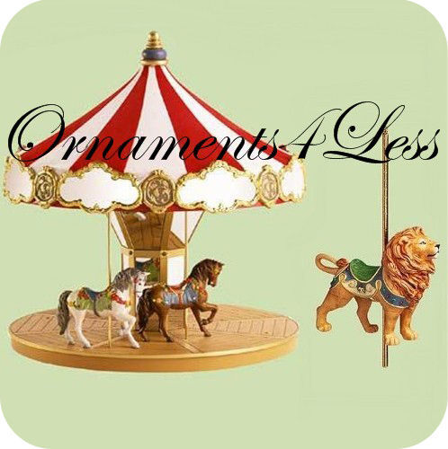 2004 Hallmark Carousel Display, Horses & Majestic Lion  