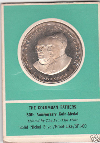 1968 The Columban Fathers Medal Nickel Silver P/L, Rare  