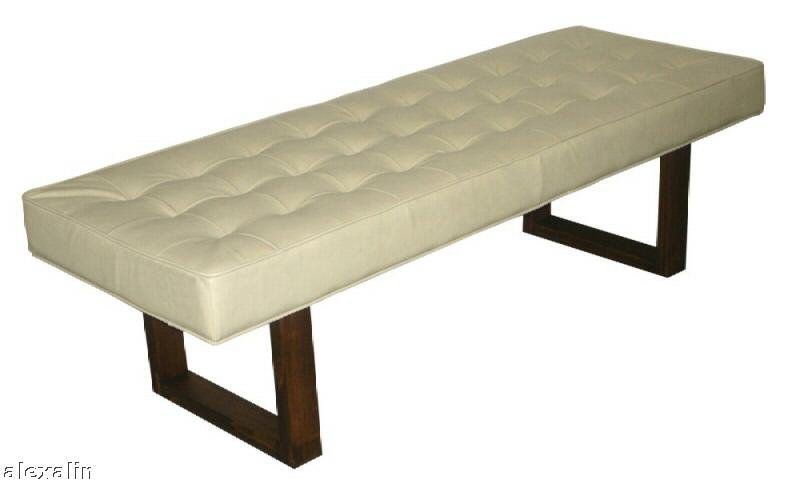 Retro   Modern Leather Bench, Ottoman, Coffee Table  