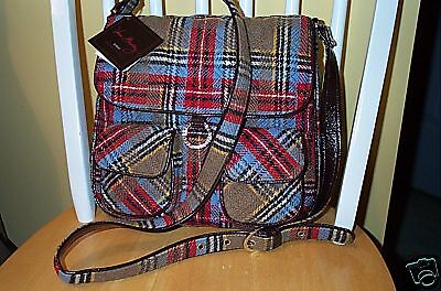 Vera Bradley Highland Patchwork Plaid Saddle Bag  