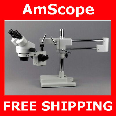 7X 45X BINOCULAR STEREO ZOOM MICROSCOPE + 3D BOOM STAND 013964471939 