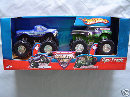 Monster Jam Truck Rev Tredz GRAVE DIGGER BLUE THUNDER  