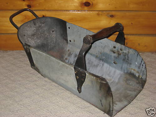 Vintage Coal Bucket Scoop Shovel Wooden Handle UNIQUE  