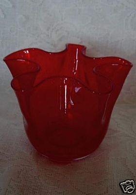 Vintage Hand Blown Ruby Red Art Glass Vase Rough Pontil  