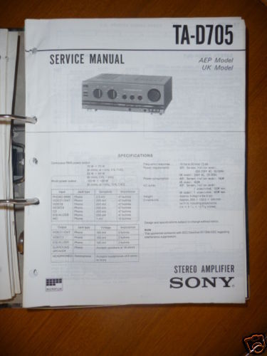 Service Manual Sony TA D705 Amplifier,ORIGINAL  