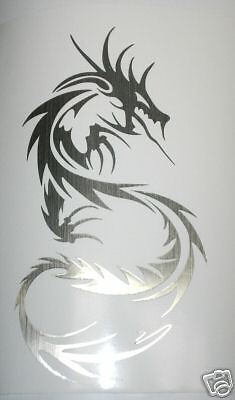 Tribal Dragon Decal   BRUSHED CHROME   Nice  