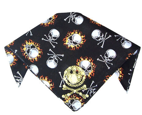 YELLOW HAPPY SMILEY FACE PIRATE BIKER BANDANA SCARVES  