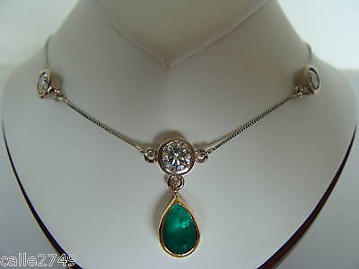 50 Platinum Fine Colombian Emerald Diamond Necklace  