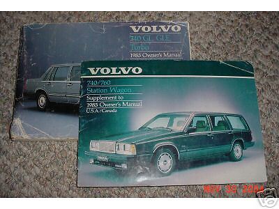 1985 Volvo 740 GL GLE and Turbo Owners Manual Wagon  