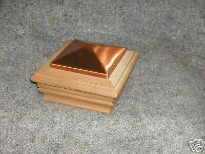 WHOLESALE CASE 12 COPPER TOP CEDAR PYRAMID POST CAP 4  