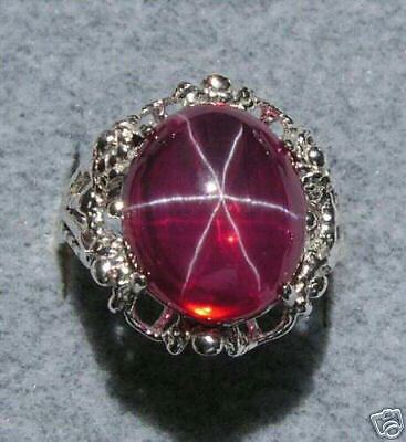 13X11MM TRANS LINDE STAR RUBY CREATED SAPPHIRE S/S RING  