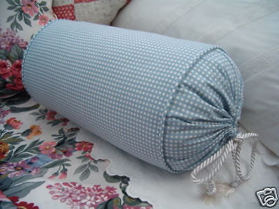 NEW Cust Ralph Lauren Blue Gingham Neck Pillow Allison  