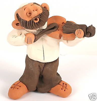 Jewish Hasidic Klezmer Music Violin Cute Clay Figurine