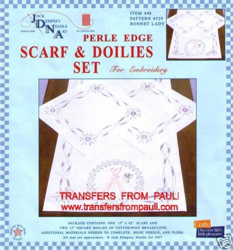 Southern Belle Table Runner Doilies Stamped Embroidery  