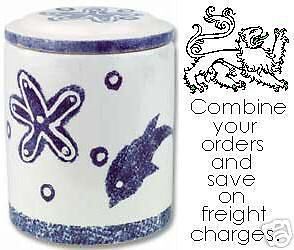 Ceramic Canister Blue Fish Cookie Jar NEW with gift box  