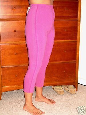 Pair LL Bean Cotton/Lycra CAPRI Pants Magenta Mediums  