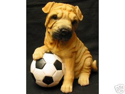 ADORABLE SHAR PEI DOG W/SOCCER BALL MONEY BANK  