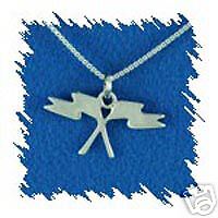 Sterling Silver Color Guard Double Flag Charm+18Chain  