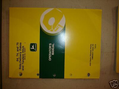 JOHN DEERE 64 74 85 SIDE DELIVERY RAKE OPERATORS MANUAL  