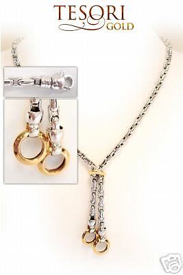 14k Two Tone Lariat Style Necklace Chain  