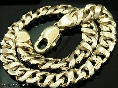 9K 9ct SOLID Gold Figure 8 CURB LINK Bracelet 23cm LONG  