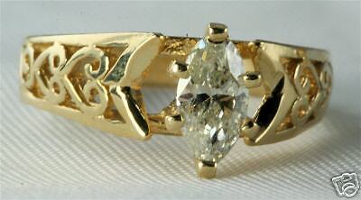 14K GOLD .50 1/2 CARAT MARQUISE DIAMOND ENGAGEMENT RING  