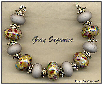 BBL Lampwork Beads Gray Organics Handmde Glass Set SRA  