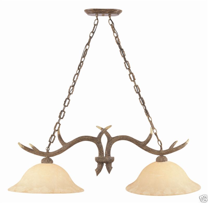 NEW Rustic Antler 2 Light Island   Country Style  