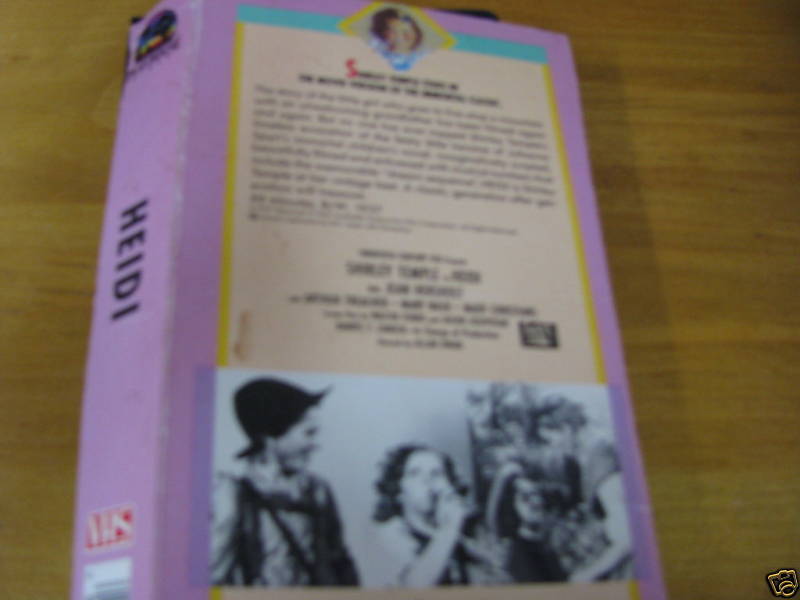 HEIDI STARRING SHIRLEY TEMPLE 1988 RELEASE OF 1937 B/W  