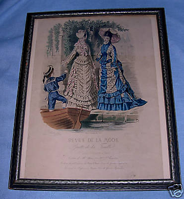 1875 ORIGINAL REVUE DE LA MODE FRENCH FASHION ENGRAVING  