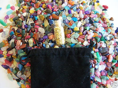 MIXED GEMSTONES (1/4 POUND) #1 w/ Free Gold Vial & Bag^  