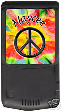 TIE DYE PEACE SIGN CELL PHONE IPOD DECALS WITH NAME  
