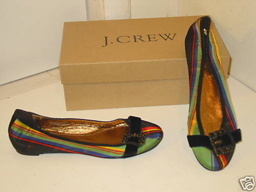 Crew Tartan Rainbow Plaid Ballet Flats Shoes Womens 7  