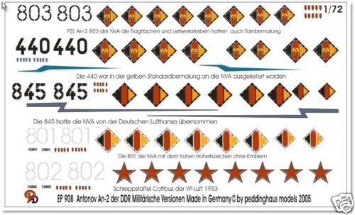 72 Decals Antonov An 2 DDR Militärmaschinen 908