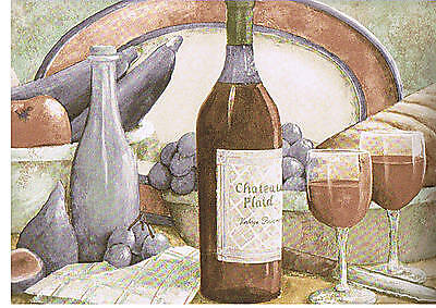 Tuscan Kitchen Wine Bottle and Dishes Wallpaper Border