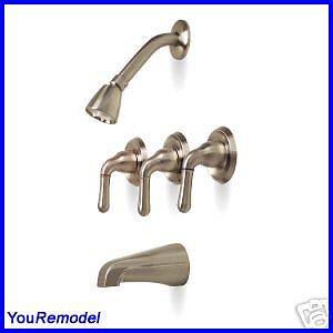 LEVER HANDLE TUB & SHOWER FAUCET SET ~ BRUSHED NICKEL  