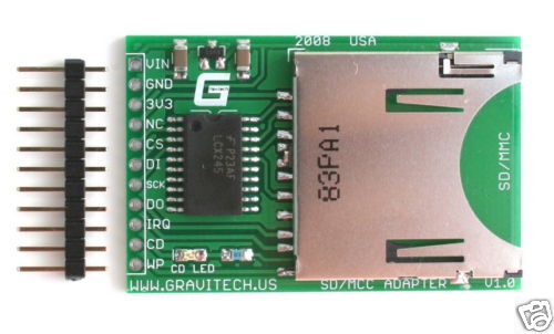 SD MMC Card Adapter BASIC STAMP, PIC, AVR (SD ADP)  