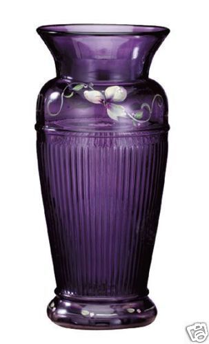 Fenton Butterfly Kiss Violet Adams Rib Vase, c. 2006  