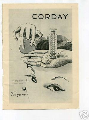 Corday Tzigane Perfume 1940s Original Vintage Ad  