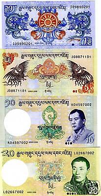 Bhutan, SET, 1;5;10;20 Ngultrum, 2006 2011 P 27;29;30,New, UNC  