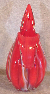 Crown Red Handmade Lead Crystal Art Glass Pitcher Vase  