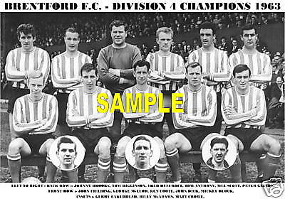 BRENTFORD F.C.TEAM PRINT 1963   DIVISION 4 CHAMPIONS  