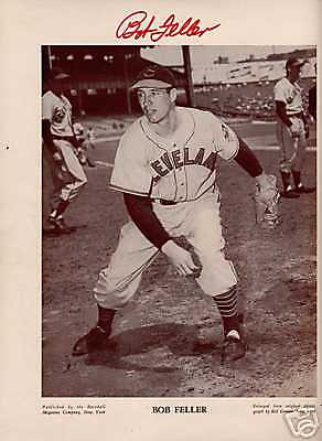 1940's Baseball Magazine Autographed Poster Bob Feller