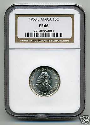South Africa NGC Silver 1963 10c coin Graded PF 66 PROOF  
