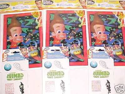 NEW jimmy neutron PARTY SUPPLIES favors loot bags TATTOOS PLAYSET 