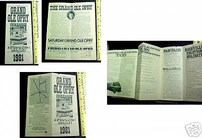 Grand Ole Opry Information/Ticket Prices Brochure 1981  