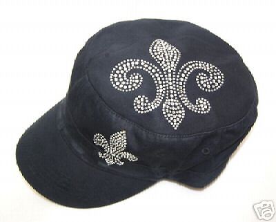 SAINTS FLEUR DE LIS RHINESTONE FLATTOP VINTAGE HAT CAP  